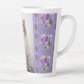 Handgemalte Lila Tuxedo Katzenblume Latte Tasse (Rechts)