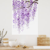 handgemalte lila Wisteria in blühen 2024 Poster (Küche)