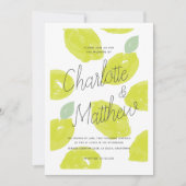 Handgemalte Limone Citrus-Hochzeit Einladung (Vorderseite)