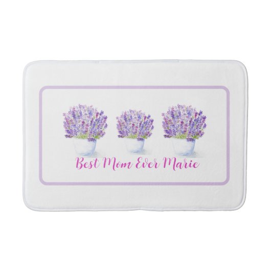 Handgemalte lose Wasserfarbe Lavendel Blumen Badematte (Vorderseite)