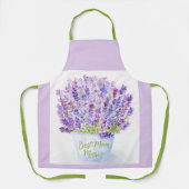 Handgemalte lose Wasserfarbe-Lavendel-Blumen-MUTTE Schürze (Vorderseite)