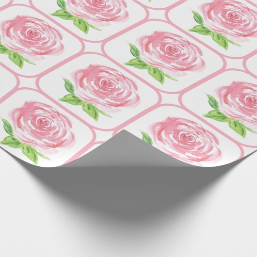 Handgemalte lose Wasserfarben-Rose-Blumen Geschenkpapier (Ecke)