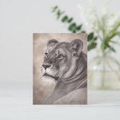 Handgemalte Löwin-Wildtier-Kunst Postkarte (Stehend Vorderseite)