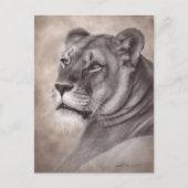 Handgemalte Löwin-Wildtier-Kunst Postkarte (Vorderseite)