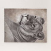 Handgemalte Löwin-Wildtier-Kunst Puzzle (Horizontal)