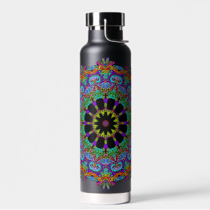 Handgemalte Mandala-Uhr 24 Trinkflasche