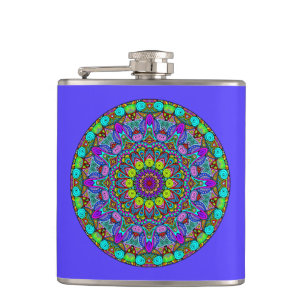 Handgemalte Mandala-Uhr 4 Flachmann
