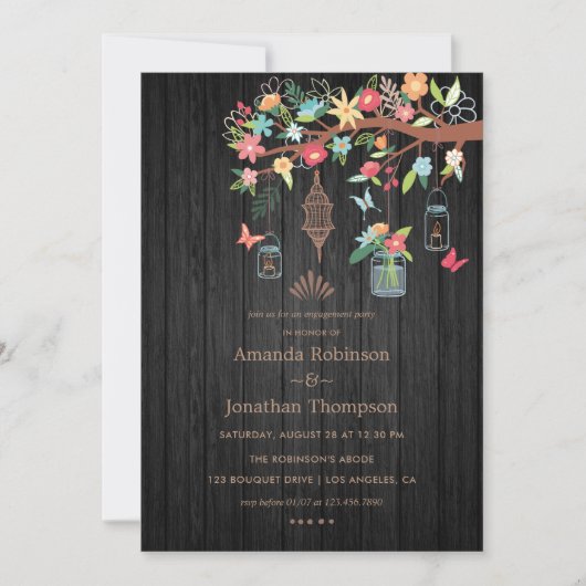 Handgemalte Mason Jars Spring Engagement Party Einladung (Vorderseite)