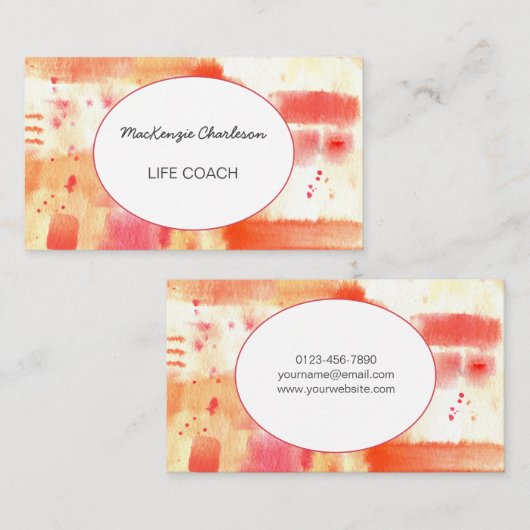 Handgemalte, moderne Aquarellbahn Abstrakt Life Co Visitenkarte (Vorne/Hinten)