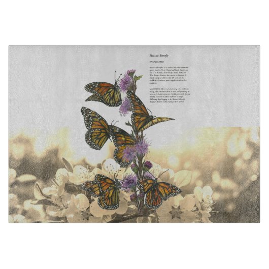 Handgemalte Monarchschmetterlinge Schneidebrett (Vorderseite)