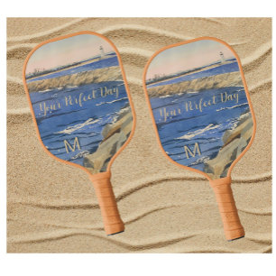 Handgemalte Monogram-Meldung für das Leuchtturm Pickleball Schläger