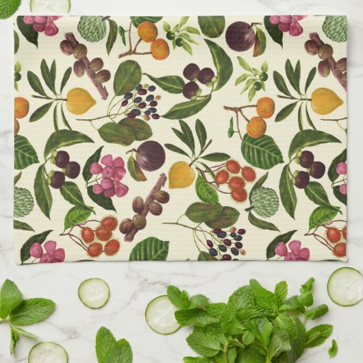Handgemalte Muster für exotische tropische Früchte Geschirrtuch (Gefaltet)