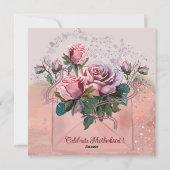 Handgemalte Muttertagskunst Rose Feiertagskarte (Rückseite)