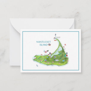 Handgemalte Nantucket-Insel Flach Blank Mitteilungskarte