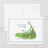 Handgemalte Nantucket-Insel Postkarte (Vorne/Hinten)
