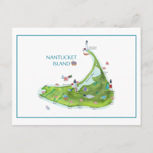 Handgemalte Nantucket-Insel Postkarte