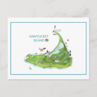 Handgemalte Nantucket-Insel Postkarte