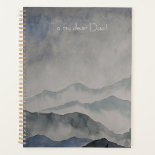 handgemalte, nebelige Berglandschaft 2 Aquarell Planer