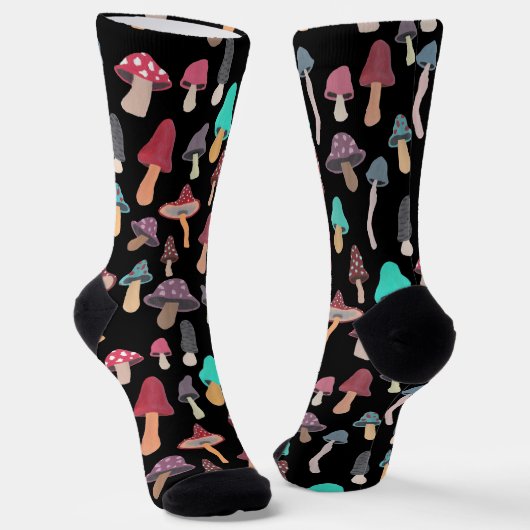Handgemalte Niedliche Mushroom Fungi Muster Socken (Gewinkelt)