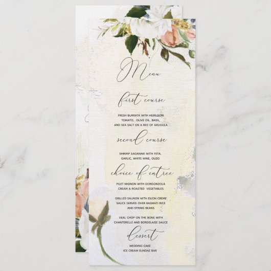 Handgemalte Öl-Blumen, die Wedding sind das Menü Menükarte (Vorne/Hinten)