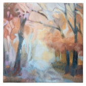 Handgemalte, orange-gelbe Bäume Fliese (Vorderseite)