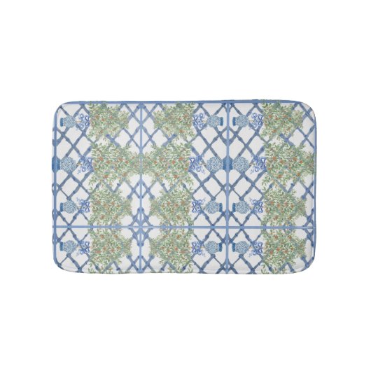 Handgemalte Orange Tree Topiary Ginger Jar Jars Badematte (Vorderseite)