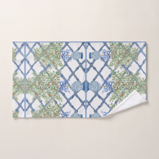 Handgemalte Orange Tree Topiary Ginger Jar Jars Badhandtuch Set (Handtuch)