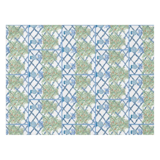 Handgemalte Orange Tree Topiary Ginger Jar Jars Tischdecke (Vorderseite (Horizontal))