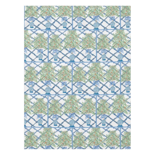 Handgemalte Orange Tree Topiary Ginger Jar Jars Tischdecke (Vorderseite)