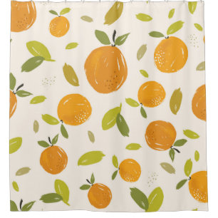 Handgemalte Orangen Frucht nahtlos Muster Design Duschvorhang