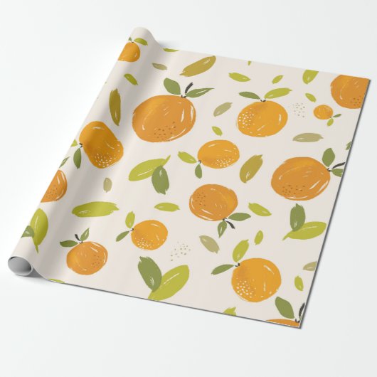 Handgemalte Orangen Frucht nahtlos Muster Design Geschenkpapier (Ungerollt)