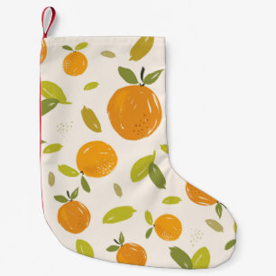 Handgemalte Orangen Frucht nahtlos Muster Design Kleiner Weihnachtsstrumpf