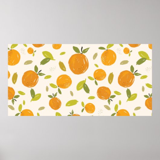 Handgemalte Orangen Frucht nahtlos Muster Design Poster (Vorne)
