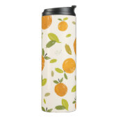 Handgemalte Orangen Frucht nahtlos Muster Design Thermosbecher (Nach links gedreht)