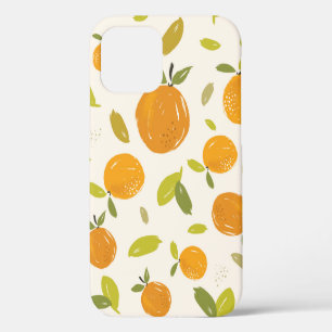 Handgemalte Orangen Obst nahtloses Musterdesign iPhone 12 Hülle