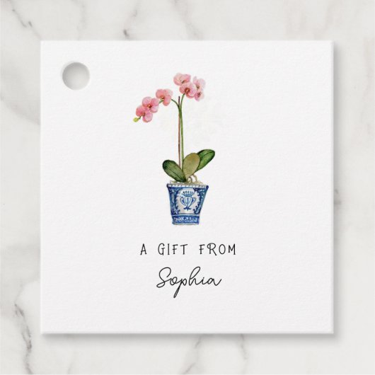Handgemalte Orchid-Blume-Tags Geschenkanhänger (Vorderseite)