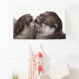 Handgemalte Otters - Zender Moment Wildlife Art Banner