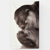 Handgemalte Otters - Zender Moment Wildlife Art Banner (Vertikal)