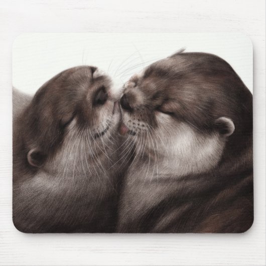 Handgemalte Otters - Zender Moment Wildlife Art Mousepad (Vorne)