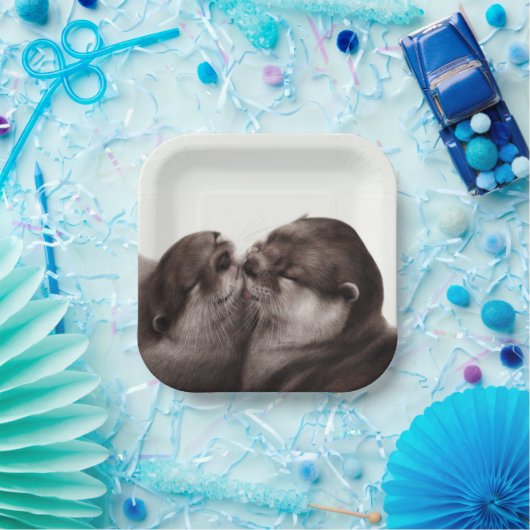 Handgemalte Otters - Zender Moment Wildlife Art Pappteller (Party)
