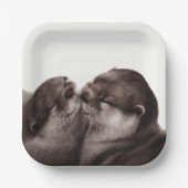 Handgemalte Otters - Zender Moment Wildlife Art Pappteller (Vorderseite)