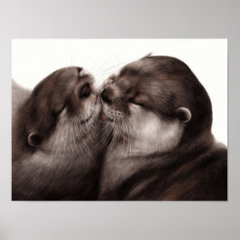 Handgemalte Otters - Zender Moment Wildlife Art Poster