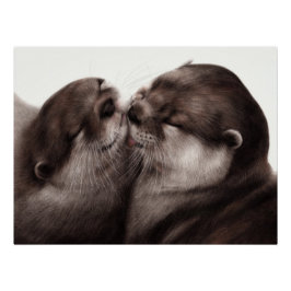 Handgemalte Otters - Zender Moment Wildlife Art Poster