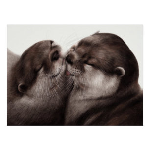 Handgemalte Otters - Zender Moment Wildlife Art Poster