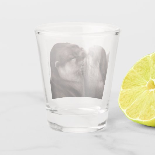 Handgemalte Otters - Zender Moment Wildlife Art Schnapsglas (Rückseite)