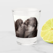Handgemalte Otters - Zender Moment Wildlife Art Schnapsglas (Vorderseite)