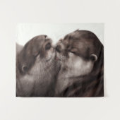 Handgemalte Otters - Zender Moment Wildlife Art Wandteppich (Vorderseite (Horizontal))