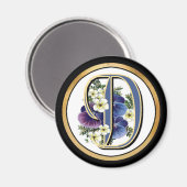 Handgemalte Pansy IIintial - D Magnet (Vorderseite/Rückseite)