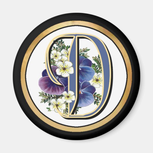 Handgemalte Pansy IIintial - D Magnet (Vorne)
