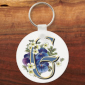 Handgemalte Pansy Initial - G Schlüsselanhänger (Vorderseite)